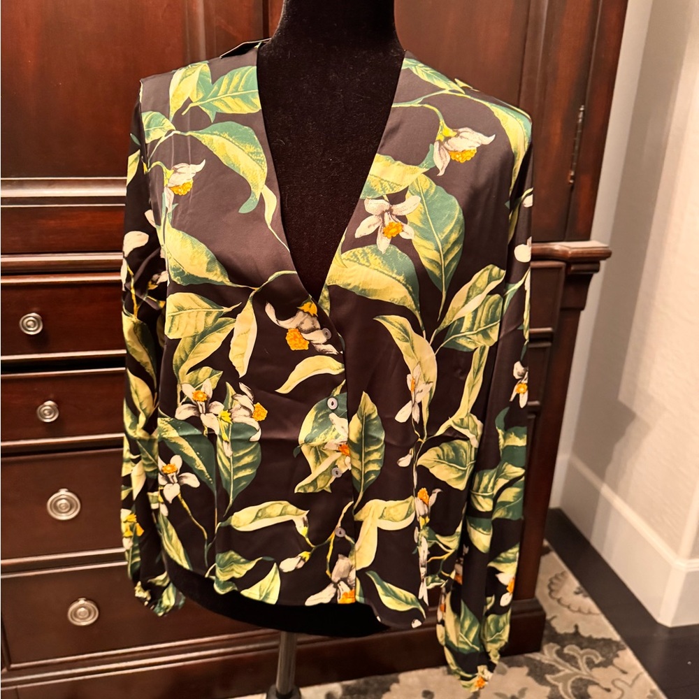 Express Floral Leaf Print Blouse